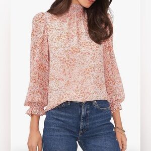 NWT 1.State Floral Long Sleeve Top High Neckline Lightweight Size 2X